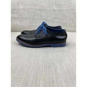 Men's Black Leather Oxfords with Blue Laces‎ and Sole Size 11
